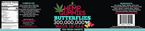 Healthergize Hemp Gummies Premium-Delicious Butterflies Hеmp Gummy Bears-Fresh Fruity Flavors-Natural Hemp Candy Peace And Relaxation-For Sleep, Stress, Calm, Relax-Made In USA-100 Count