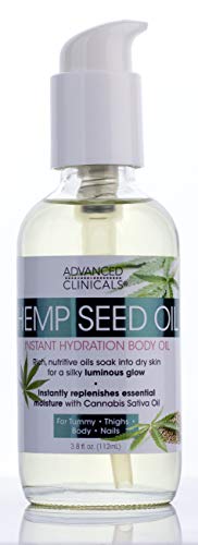 Advanced Clinicals Hemp Seed Oil for Body Moisturizing, Non-Greasy Hemp Oil for Sensitive, Oily, and Dry Skin Nourishing, Hydrating, Firming Premium Hemp Seed Oil for Brighter, Tighter Skin