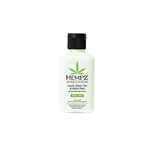 Hempz Exotic Natural Herbal Body Moisturizer with Pure Hemp Seed Oil, Green Tea and Asian Pear, 2.25 Fluid Ounce - Nourishing Vegan Skin Lotion for Dryness and Flaking with Acai and Goji Berry