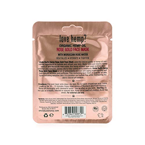 Rose Gold Face Mask with Moroccan Rose Water and Pure Organic Hemp Seed Oil – 6 Pack Bundle.