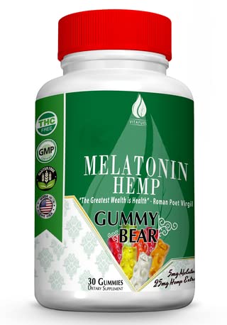 VITADASH. Melatonin Hemp Gummies - Restful Deep Sleep. 5mg Melatonin + 25mg of 100% Pure All Natural Hemp Extract in Every Gummy. #1 Natural Sleep Aid for deep restful Sleep -30 Servings