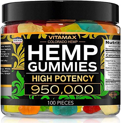 Vitamax Hemp Gummies – High Potency 950,000 – Natural Tasty Fruit Flavors - 100% Made in USA - 100ct