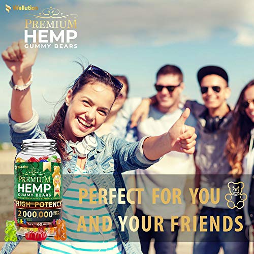WELLUTION Hemp Gummies Fruity Gummy Bear. Natural Hemp Candy Supplements - Promotes Sleep, Mood and Supports Reduced Stress