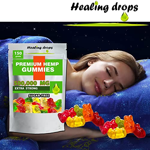 Premium Organic Hemp Sugar-Free Gummy Bears Natural Health Support 500,000MG High Potency with Vitamins B E C D Omega 3 6 9