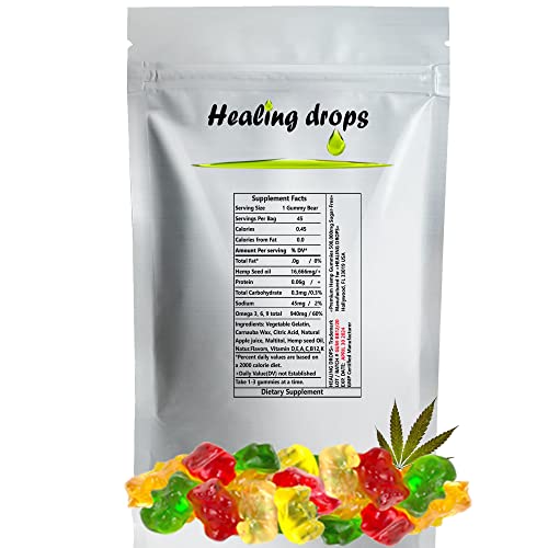 Premium Organic Hemp Sugar-Free Gummy Bears Natural Health Support 500,000MG High Potency with Vitamins B E C D Omega 3 6 9