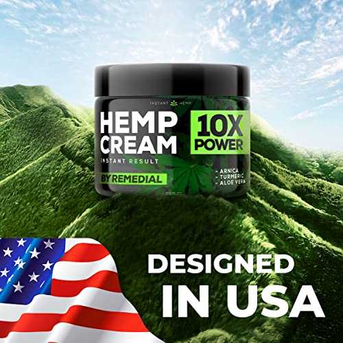 REMEDIAL PAX Instant Hеmp Cream – Soothes Discomfort in Muscles Joints Nerves Back Neck Knees Shoulders Hips – Maximum Joint Support – MSM Turmeric and Arnica – All-Natural Formula - Made in USA