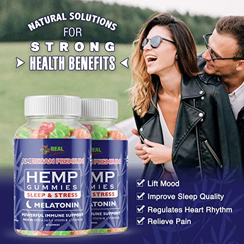 A REAL CHOICE PREMIUM HEMP MELATONIN GUMMIES - Made in USA - Supports Deep Restful Sleep and Relaxation. Mood & Immune Support - Fast Results - ADULTS ONLY