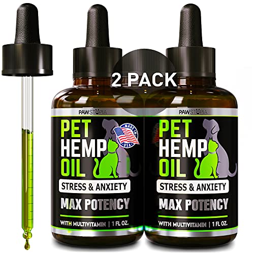 (2 Pack) Hemp Oil for Dogs and Cats - Helps Pets with Anxiety, Pain, Stress, Sleep, Arthritis, Seizures Relief - Cat Anxiety Relief - Omega 3-6-9 - Pet Hemp Oil Drops Treats - Hip and Joint Support
