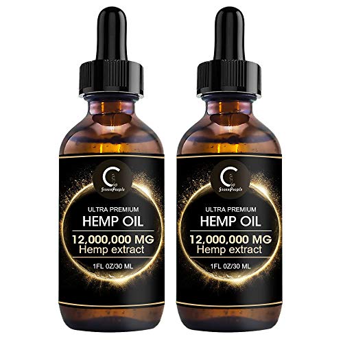 GPGP GreenPeople (2Pack) Natural Hemp Oil Extract 12,000,000MG, Immune System Support, Focus Calm, Stress, Mood, Pure Extract, Rich in Omega 3&6&9 Fatty Acids