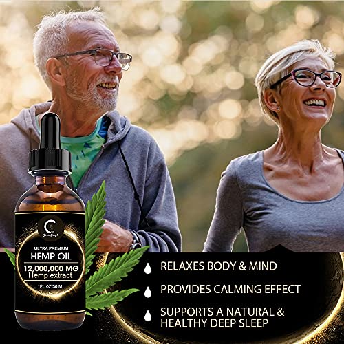 GPGP GreenPeople (2Pack) Natural Hemp Oil Extract 12,000,000MG, Immune System Support, Focus Calm, Stress, Mood, Pure Extract, Rich in Omega 3&6&9 Fatty Acids
