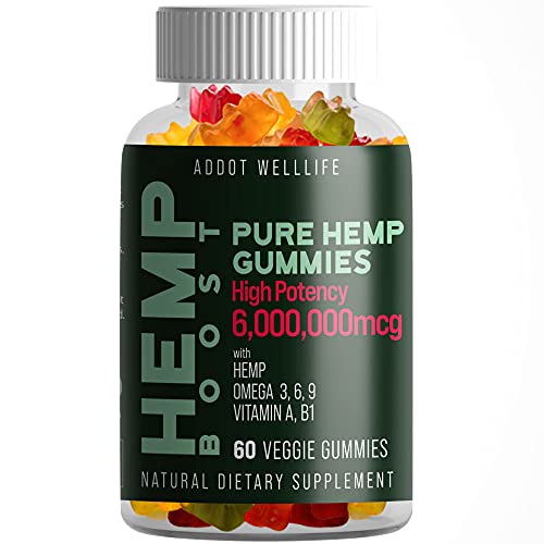 ADDOT Pure Hemp Gummies with High Potency Vitamins WellLife - Vegan and Natural Hemp Oil Infused Gummy (2 Bottles, 60 Count Each)