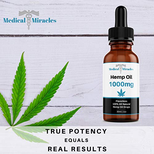 Medical Miracles Hemp Oil - Relief, Quick Healing, Maximum Strength, 100% Natural Tincture May Relieve Inflammation, Muscle, Joint, Knee, Nerve, & Aches | Fast Acting, Extreme Power (1000mg Hemp Oil)