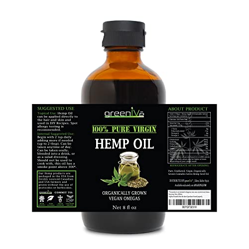 Greenive - Hemp Oil - Vegan Omegas - Cold Pressed - Exclusively on Amazon (8oz)
