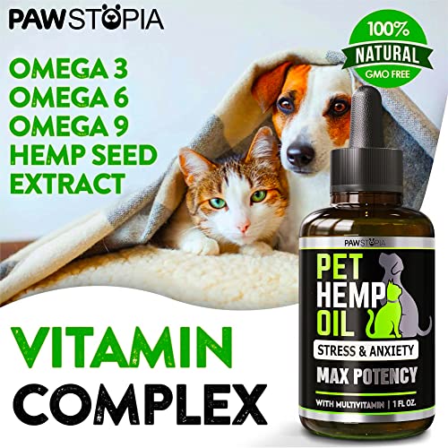 (2 Pack) Hemp Oil for Dogs and Cats - Helps Pets with Anxiety, Pain, Stress, Sleep, Arthritis, Seizures Relief - Cat Anxiety Relief - Omega 3-6-9 - Pet Hemp Oil Drops Treats - Hip and Joint Support