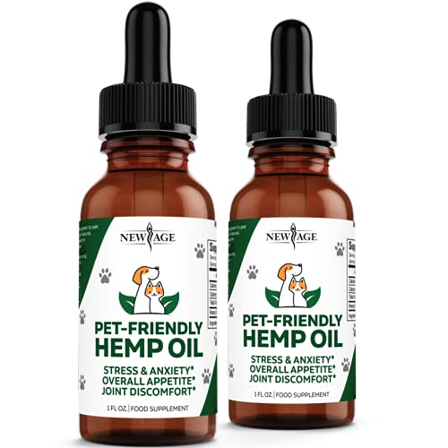 Natural Hemp Oil for Dogs and Cats by NEW AGE - Dog Calming Aid - Supports Hip and Joint Health, Mobility, Immunity - Pet Hemp Oil Rich in Omega 3, 6, 9 – 2 Pack
