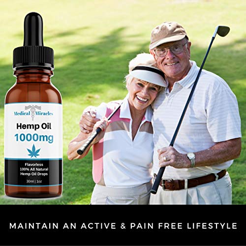 Medical Miracles Hemp Oil - Relief, Quick Healing, Maximum Strength, 100% Natural Tincture May Relieve Inflammation, Muscle, Joint, Knee, Nerve, & Aches | Fast Acting, Extreme Power (1000mg Hemp Oil)