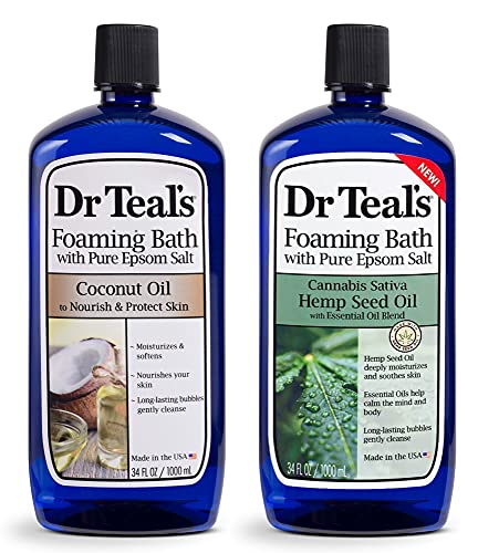 Dr Teal's Foaming Bath Combo Pack (68 fl oz Total), Hemp Seed Oil with Essential Oil Blend, and Nourish & Protect with Coconut Oil. Treat Your Skin, Your Senses, and Your Stress.