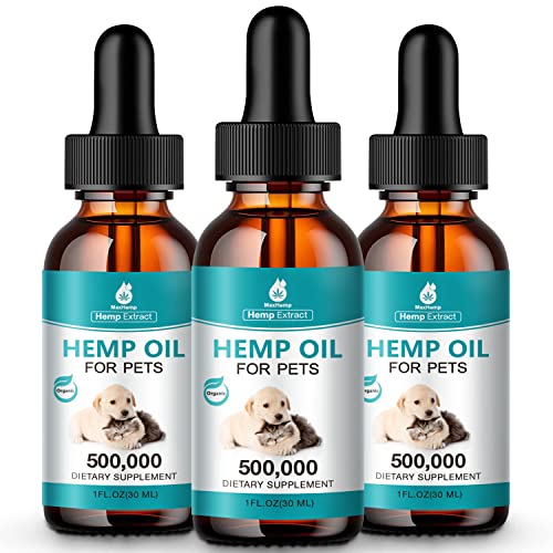 3 Packs Pet Hemp Oil for Dogs and Cats Anxiety Stress Pain Holistic Inflammation Skin Allergies Relief Joint Hip Аrthritis Sleep Aid Calming Oil Drop, Organic Extract Treats