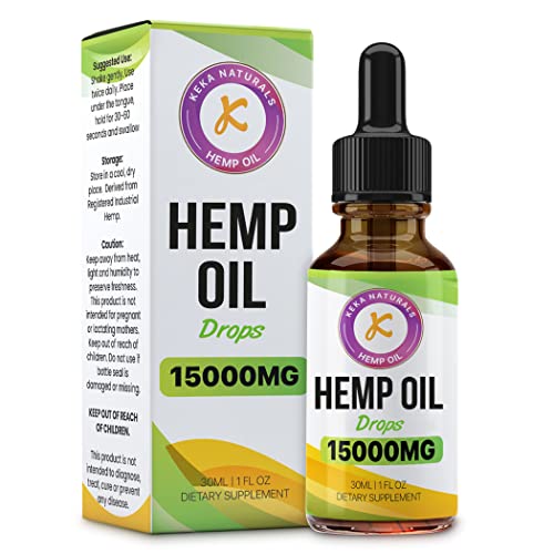 Hemp Oil Drops Dietary Supplement | 15000mg | High Strength | Made in UK | GMP Standard | No Artificial Flavours | GMO Free | Vegan & Vegetarian | 30ml