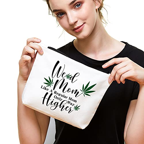 IHopes+ Funny Leaf Makeup Bag Gift for Mom Women Sister Makeup Lover | Cute Mom Makeup Zipper Pouch Bag Cosmetic Travel Accessories Bag Toiletry Case Humor Gifts for Mother's Day Birthday Christmas