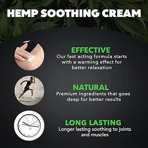 Hemp Cream Maximum Strength. Hemp Oil & Arnica Cream, Soothes Discomfort on Joint Muscle Shoulder Hip Neck Knee & Back Support. All Natural Relief Cream Made in USA. Instant Menthol Rub 8oz
