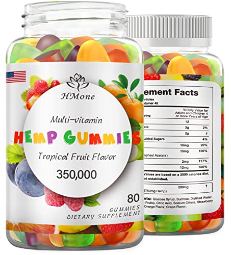Hemp Gummies, High Potency Organic Gummy - 80 Counts Candy Made in The USA