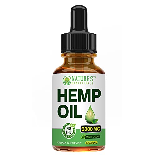 Organic Hemp Oil Extract Drops 3000mg - Ultra Premium, Soothes Discomfort, Joint Support, Sleep Aid, Omega Fatty Acids 3 6 9, Non-GMO