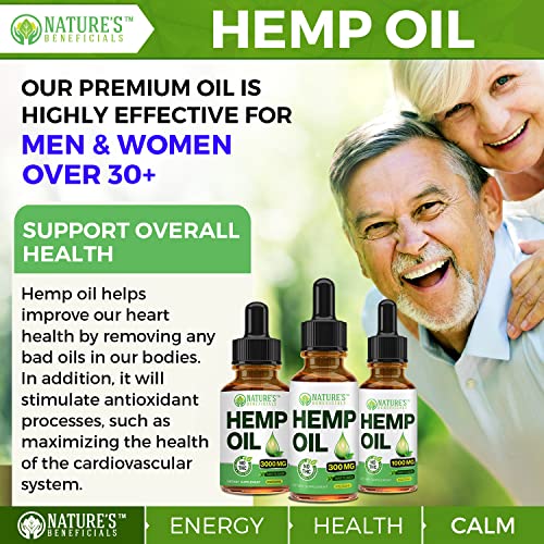 Organic Hemp Oil Extract Drops 3000mg - Ultra Premium, Soothes Discomfort, Joint Support, Sleep Aid, Omega Fatty Acids 3 6 9, Non-GMO