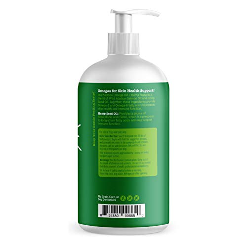 Zesty Paws Salmon Omega Oil Hemp for Dogs and Cats with Wild Alaskan Salmon Oil Omega 3 and 6 Fatty Acids with EPA DHA for Pets Supports Normal Skin Moisture and Immune System Function 32oz