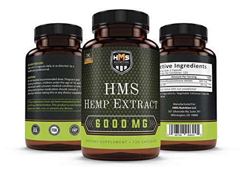 HMS Nutrition Hemp Oil Extract Supplements, Includes Omega 3, 6 and 9, Support Immune System and Digestive Health, Joint Support Supplement, Non-GMO Vegan Pills, 6000mg, 120 Veggie Capsules