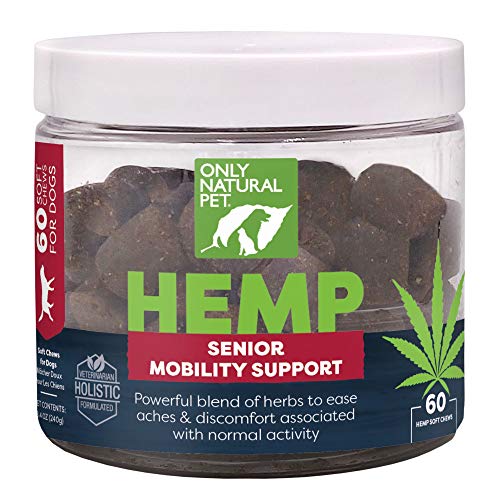 Only Natural Pet Hemp Senior Mobility Support - Hip & Joint Supplement for Dogs with Hemp Oil, MSM and Boswellia Serrata - 60 Count Soft Chews