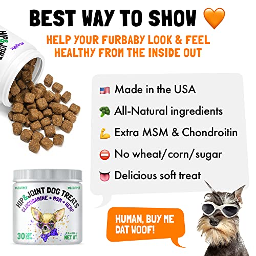LEGITPET Hemp Hip & Joint Supplement for Dogs - 30 Soft Chews - Made in USA - Glucosamine for Dogs - Chondroitin - MSM - Turmeric - Hemp Seed Oil - Natural Pain Relief and Mobility