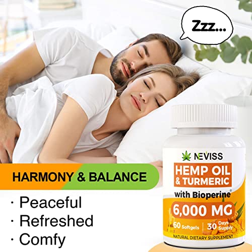 2 Pack Hēmp Oil Capsules with Turmeric - Organic Hēmp Softgels Pills with Turmeric Curcumin, Black Pepper - Vegan Omega 3 & 6 Supplement - Extra Strength & Absorption - Made in USA - 120 Softgels