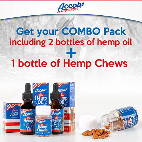 Accob - 2 Hemp Oil for Dogs and Cats - 200.000 MG - Separation Anxiety, Hip Joint Pain, Stress Relief, Arthritis,Seizures, Chronic Pains,Anti-Inflammatory - Omega 3,6 & 9 - Organic- Calming Drops