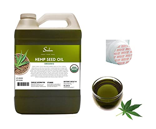 Certified Organic Cold Pressed Unrefined Hemp Seed Oil-1 Gallon/128 fluid ounces