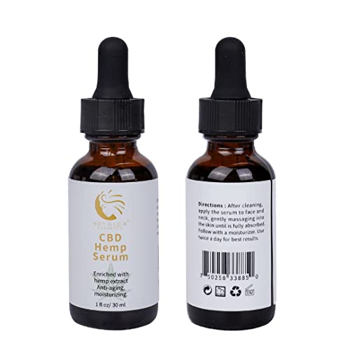 Hot Glow Cosmetics Hemp Serum with Hemp Seed Extract, Vit C, HA, Aloe Vera,Organic, Anti-Inflammatory, Anti-Oxidant, Anti-aging, Moisturizing,(1oz)