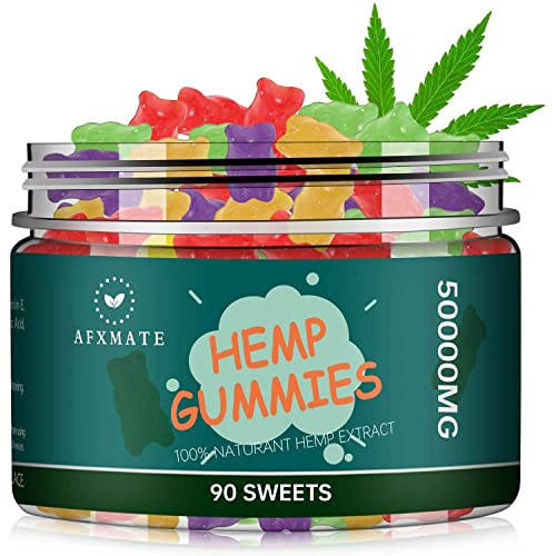 Hemp Gummies 50000mg, Natural Hemp Oil Infused Gummies Fruit Flavored Gummy (90 Gummies)