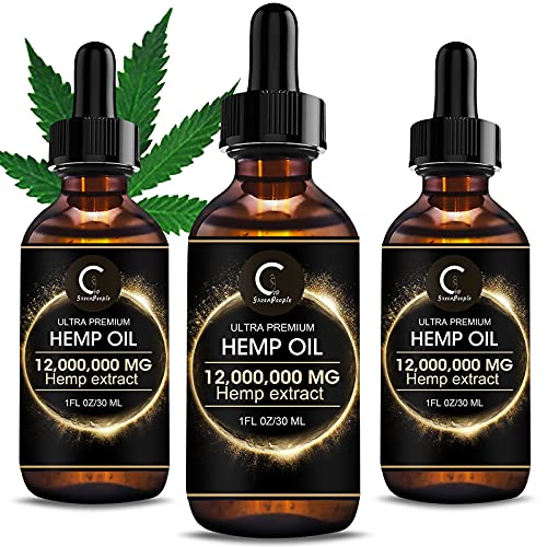 GPGP GreenPeople (3Pack) Natural Hemp Oil Extract 12,000,000MG, Immune System Support, Focus Calm, Stress, Mood, Pure Extract, Rich in Omega 3&6&9 Fatty Acids