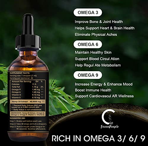 GPGP GreenPeople (3Pack) Natural Hemp Oil Extract 12,000,000MG, Immune System Support, Focus Calm, Stress, Mood, Pure Extract, Rich in Omega 3&6&9 Fatty Acids