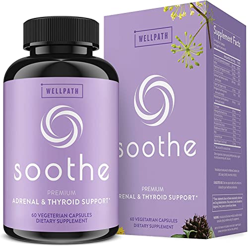 Soothe Adrenal Support & Thyroid Support for Women - Metabolism Booster & Hormone Balance for Women | Mood Enhancer & Energy Supplements | Iodine, Ashwagandha, Selenium, Rhodiola | Adaptogens, 60 ct