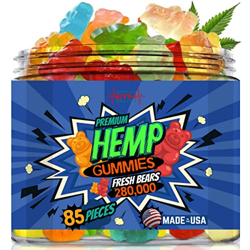 Premium Hemp Gummies Natural Hemp Candy Fruity Bears-Great for Relax, Party, Calm, Sleep, Discomfort, Joints, Knees, Back-Party Candy-Made In USA-85 Count