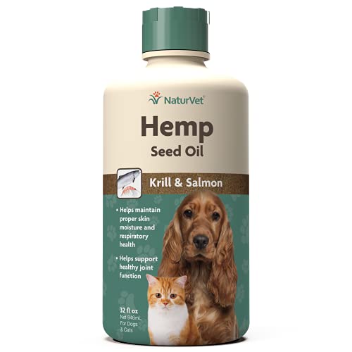 NaturVet Hemp Seed Oil Krill and Salmon, 32 oz. Liquid, Made in The USA