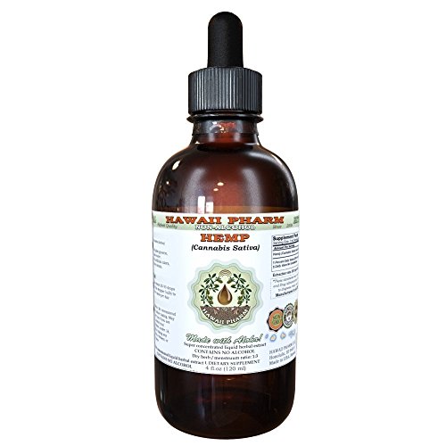HawaiiPharm Hemp Alcohol-Free Liquid Extract, Hemp (Cannabis Sativa) Dried Seed Glycerite Natural Herbal Supplement 2 oz