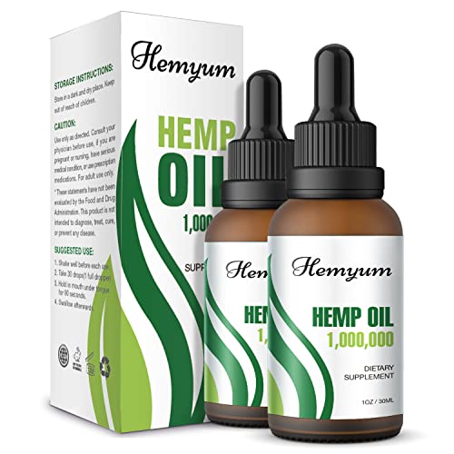 Organic Hemp Oil 1,000,000 Maximum Strength - Natural Hemp Tincture Drop - Vegan, Non-GMO, Organically Grown in USA - 2-Pack