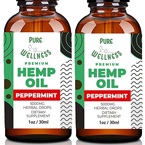 Hemp Oil 5,000mg (2-Pack Peppermint) Hemp Oil Pure Hemp Oil and Essential Oil Omega 3-6-9 Fatty Acids