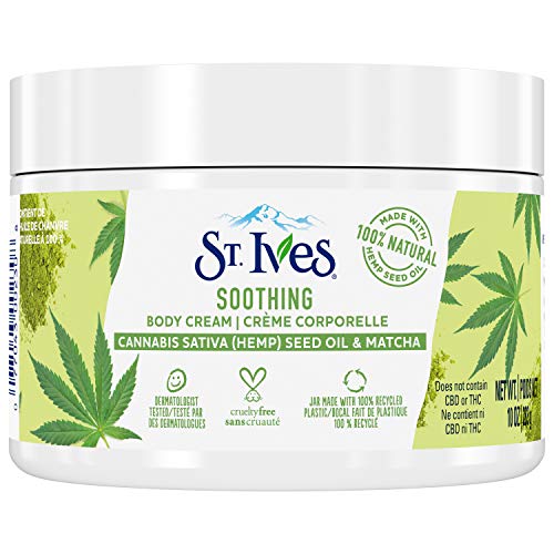 St. Ives Hand & Body Cream Moisturizer for Dry Skin Cannabis Sativa(Hemp) Seed Oil & Matcha Made w/ 100% Natural Moisturizers 10 oz