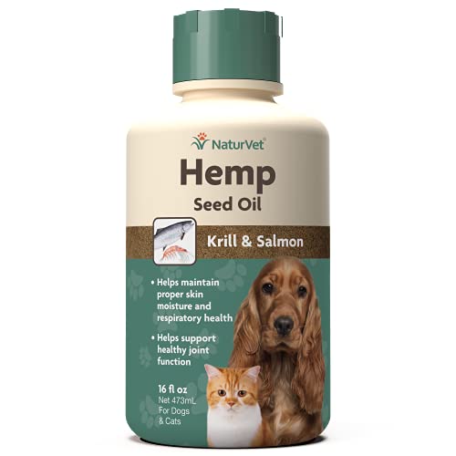 NaturVet Hemp Seed Oil Krill and Salmon, 16 oz. Liquid, Made in The USA