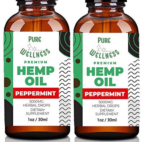 Hemp Oil 5,000mg (2-Pack Peppermint) Hemp Oil Pure Hemp Oil and Essential Oil Omega 3-6-9 Fatty Acids