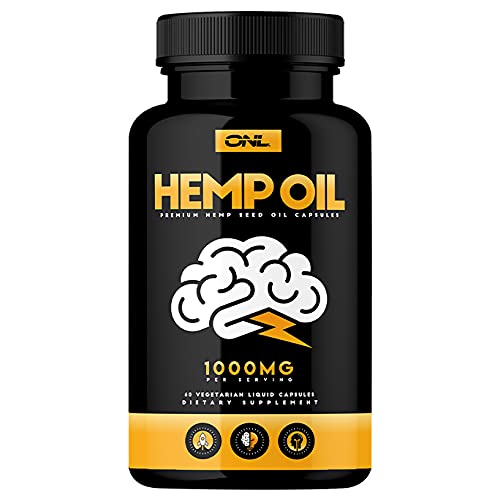 Hemp Oil Capsules 1000MG - Premium Organic Capsules (60 Vegetarian Liquid Capsules) - Best All Natural Omega 3, 6, 9 Brain Boost Supplement, Memory, Focus, Clarity