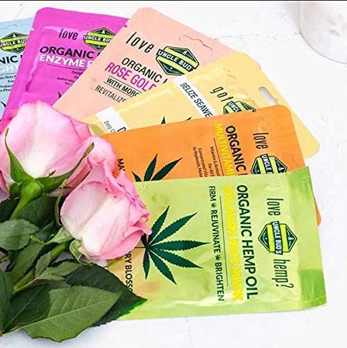 Uncle Bud's 1 of each Hemp Face masks (7 total) with pure Organic Hemp Seed Oil